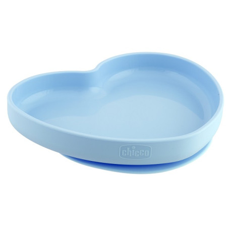 CHICCO PIATTO CUORE VENTOSA SILICONE BLU