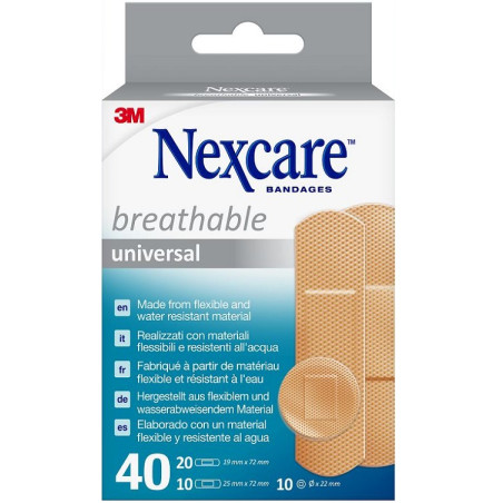 CEROTTO PREPARATO 3M NEXCARE UNIVERSAL N0340AS ASSORTITI 20 CEROTTI 19X72MM + 10 CEROTTI 25X72MM + 10 CEROTTI TONDI 22,5MM