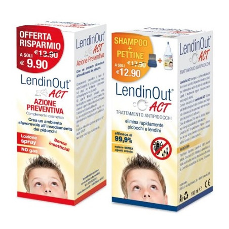 LENDINOUT ACT KIT ANTIPIDOCCHI SHAMPOO 150 ML + PETTINE + SPRAY AZIONE PREVENTIVA 100 ML