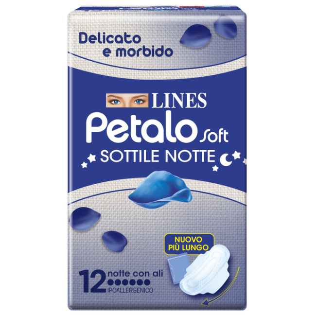 LINES PETALO SOFT SOTTILE NOTTE CON ALI IPOALLERGENICO 12 PEZZI