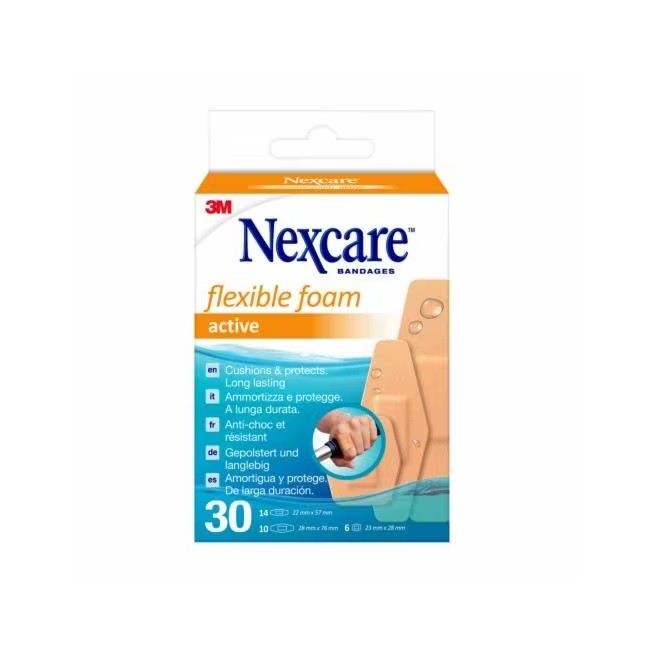 CEROTTO PREPARATO NEXCARE ACTIVE 360 GRADI N1030ASD04 ASSORTITI 3 MISURE 6 CEROTTI 23X28MM + 14 CEROTTI 22X57MM + 10 CEROTTI 28X