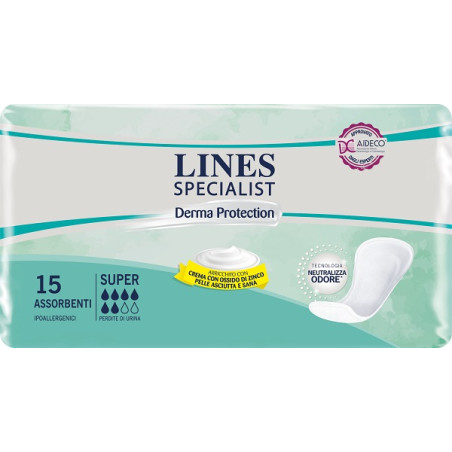 PANNOLONE PER INCONTINENZA LINES SPECIALIST DERMA SUPER 15 PEZZI