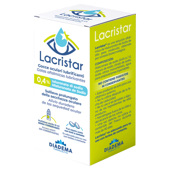 LACRISTAR GOCCE OCULARI LUBRIFICANTI 0,4% IALURONATO DI SODIO MULTIDOSE 10 ML