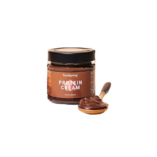 Confezione da 200 g di Foodspring crema proteica alla nocciola senza olio di palma