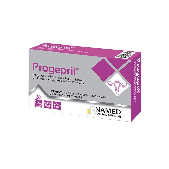 Confezione da 28 compresse di Named Progepril integratore per ciclo mestruale e menopausa