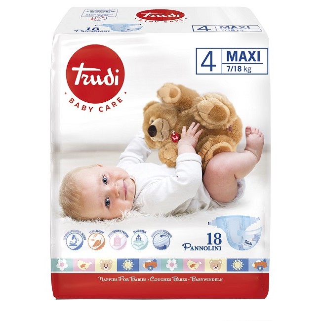 TRUDI BABY CARE PANNOLINO BAMBINI MAXI 7/18 KG 18 PEZZI