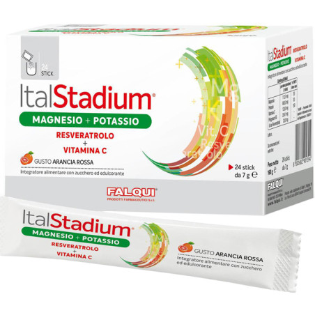 ITALSTADIUM MAGNESIO POTASSIO RESVERATOLO VITAMINA C ARANCIA ROSSA 24 STICK