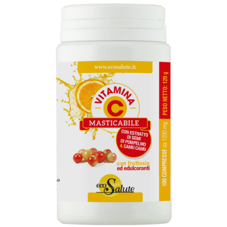 VITAMINA C MASTICABILE CON ESTRATTO DI SEMI DI POMPELMO + CAMU CAMU 100 COMPRESSE BARATTOLO 120 G