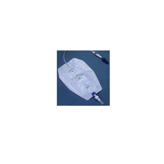 SACCA RACCOGLI URINA DA GAMBA PER INCONTINENZA 3 CAMERE COMFORT 500 ML STERILE IN PVC LATO RIVESTITO TNT CON TUBO DIRITTO 30 CM 