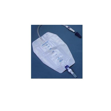 SACCA RACCOGLI URINA DA GAMBA PER INCONTINENZA 3 CAMERE COMFORT 500 ML STERILE IN PVC LATO RIVESTITO TNT CON TUBO DIRITTO 30 CM 