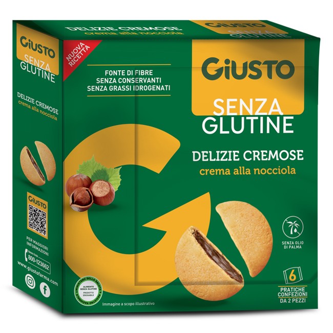 GIUSTO SENZA GLUTINE DELIZIE CREMOSE AL CACAO NOCCIOLA 180 G