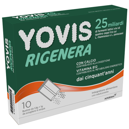 Confezione da 10 bustine di Yovis Rigenera 50+ per il benessere intestinale