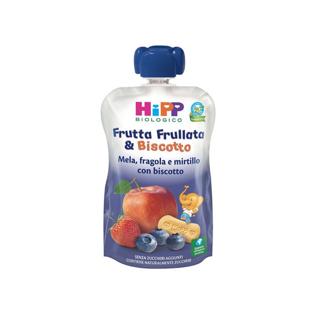 HIPP BIO FRUTTA FRULL&BISCOTTO MELA FRAGOLA MIRTILLO BISCOTTO 90 G