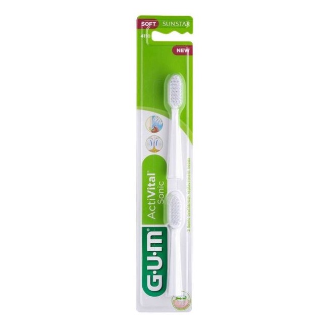 GUM SONIC DAILY SPAZZOLINO BATTERIA REFILL WHITE 2 PEZZI