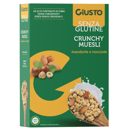 GIUSTO SENZA GLUTINE CRUNCHY MUESLI MANDORLE E NOCCIOLE 375 G