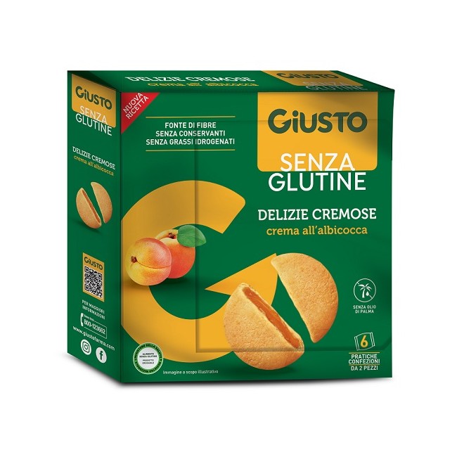 GIUSTO SENZA GLUTINE DELIZIE CREMOSE ALBICOCCA 6 CONFEZIONI DA 30 G