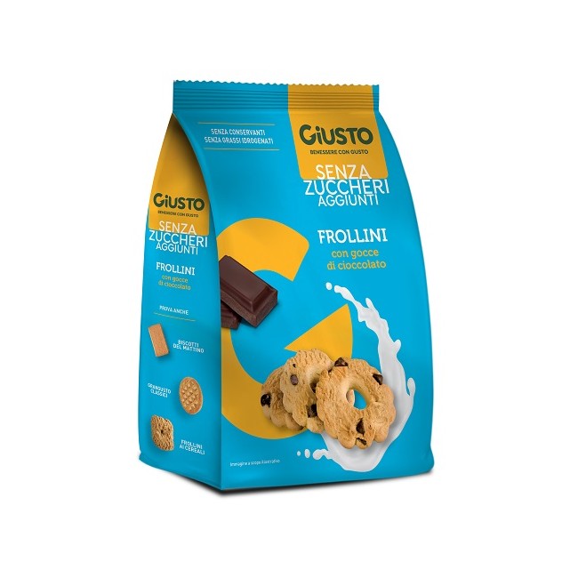 GIUSTO SENZA ZUCCHERO FROLLINI GOCCE CIOCCOLATO SENZA ZUCCHERO 350 G