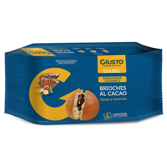 GIUSTO DIABEL BRIOCHE CACAO 4 PEZZI DA 45 G