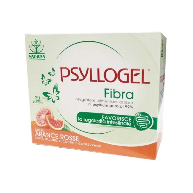 Confezione da 20 bustine Di Psyllogel Fibra arancia rossa Integratore per la stitichezza