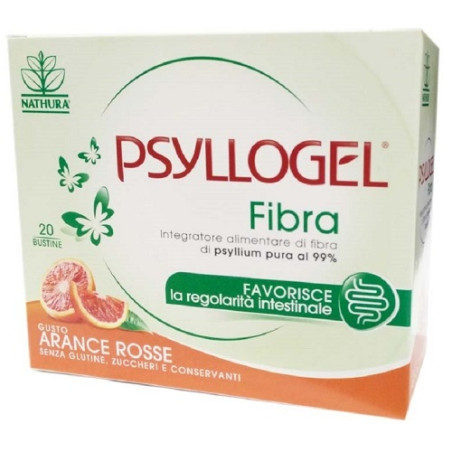 Confezione da 20 bustine Di Psyllogel Fibra arancia rossa Integratore per la stitichezza