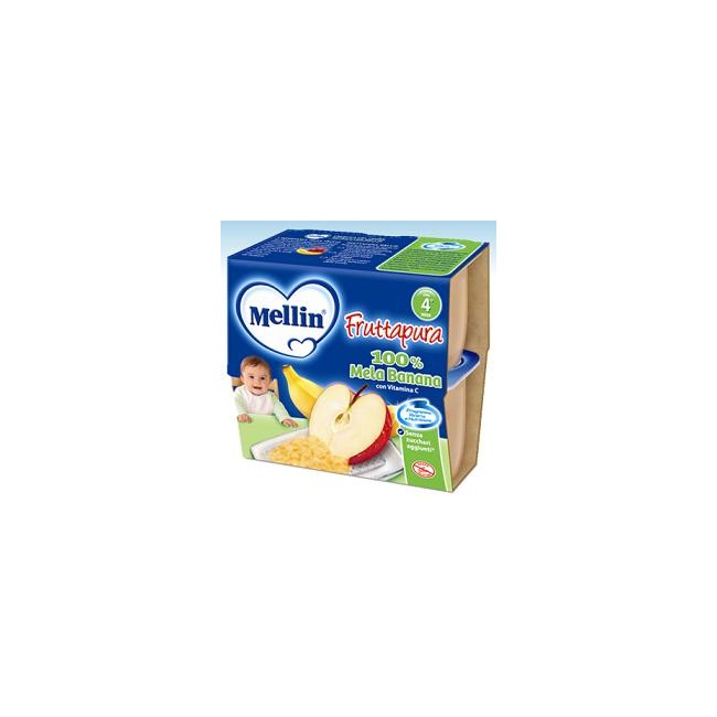 MELLIN FRUTTA PURA MELA BANANA 100 G 4 PEZZI