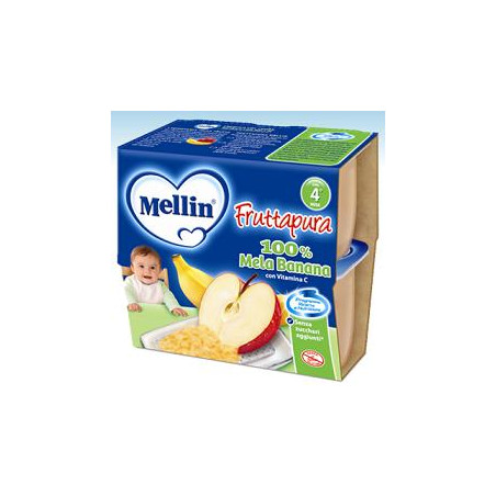 MELLIN FRUTTA PURA MELA BANANA 100 G 4 PEZZI