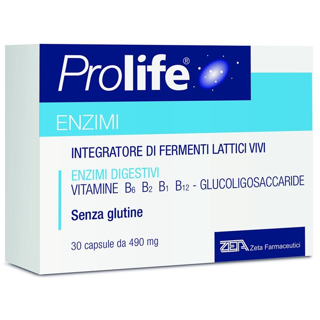 Confezione da 30 capsule di Prolife Enzimi con fermenti lattici vivi ed enzimi digestivi