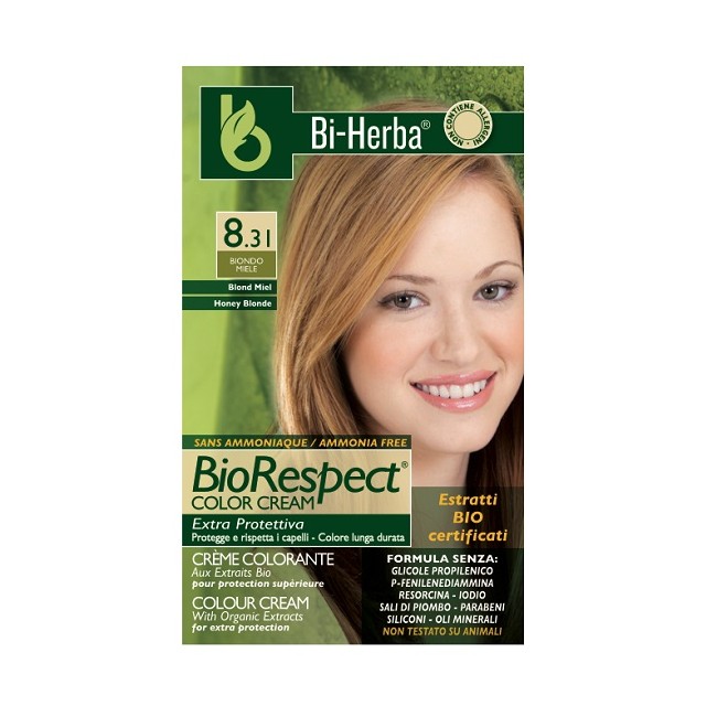 BI-HERBA KIT 8,31 BIONDO MIELE 1 EMULSIONE OSSIDANTE 60 ML + 1 COLORANTE 60 ML + 1 TRATTAMENTO DOPOCOLORE 15 ML