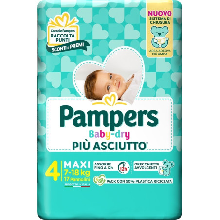 PAMPERS BABY DRY PANNOLINO DOWNCOUNT MAXI 17 PEZZI