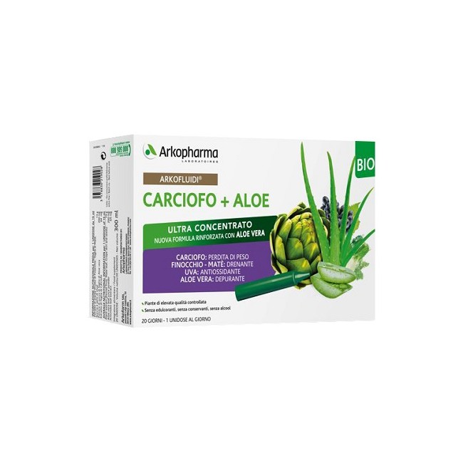 ARKOFLUIDI CARCIOFO+ALOE VERA 20 FLACONCINI 200 G