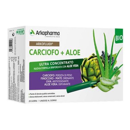 ARKOFLUIDI CARCIOFO+ALOE VERA 20 FLACONCINI 200 G