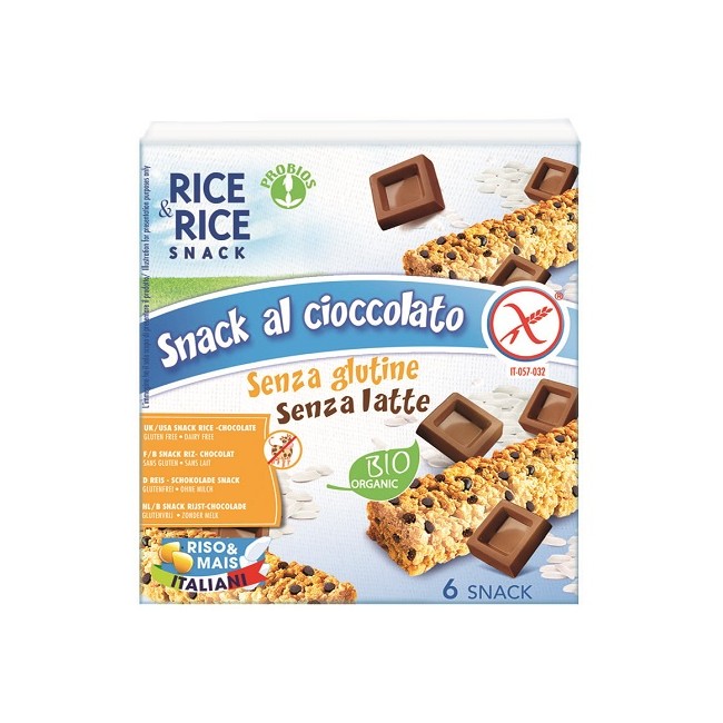 RICE&RICE SNACK DI RISO AL CIOCCOLATO 6 X 21 G SENZA LIEVITO