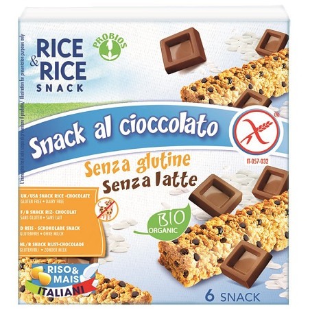 RICE&RICE SNACK DI RISO AL CIOCCOLATO 6 X 21 G SENZA LIEVITO