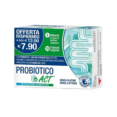 Confezione da 15 Capsule di Probiotico Act integratore di fermenti lattici