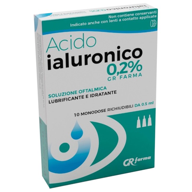 SOLUZIONE OFTALMICA LUBRIFICANTE E IDRATANTE ACIDO IALURONICO 0,2% 10 MONODOSE RICHIUDIBILI DA 0,5 ML