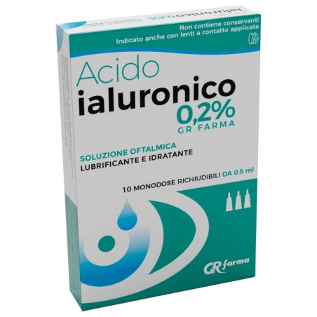 SOLUZIONE OFTALMICA LUBRIFICANTE E IDRATANTE ACIDO IALURONICO 0,2% 10 MONODOSE RICHIUDIBILI DA 0,5 ML