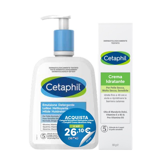 CETAPHIL BIPACK EMULSIONE DETERGENTE 470 ML + CREMA IDRATANTE 100 G