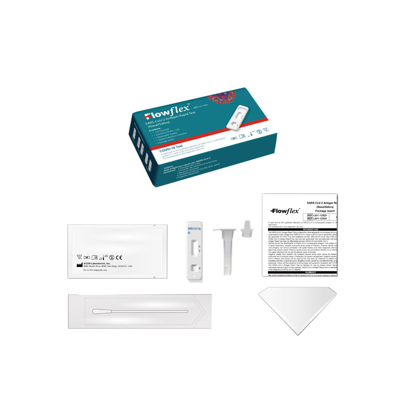 TEST ANTIGENICO RAPIDO COVID-19 FLOWFLEX DETERMINAZIONE QUALITATIVA ANTIGENI SARS-COV-2 IN TAMPONI NASALI/SALIVA MEDIANTE IMMUNO