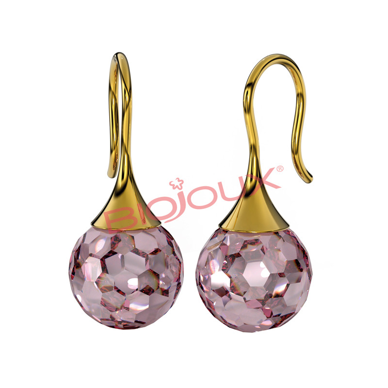 BJT322 ORECCHINO CARMEN ROSE 27MM STEEL GOLD PLATED