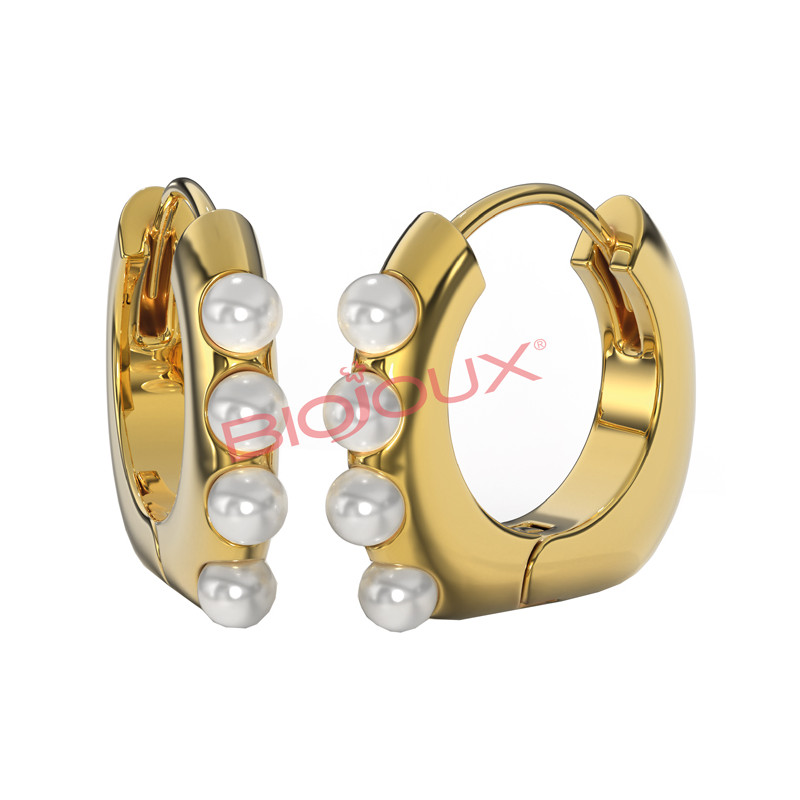 BJT315 ORECCHINO DOLORES PEARLS 18MM STEEL GOLD PLATED