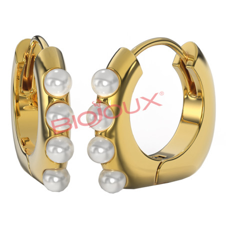 BJT315 ORECCHINO DOLORES PEARLS 18MM STEEL GOLD PLATED