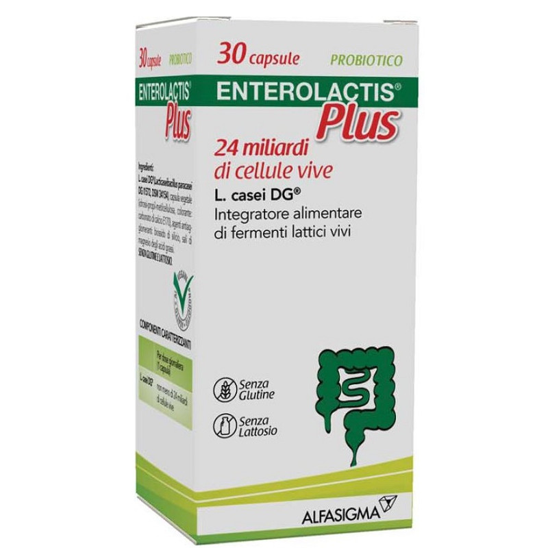 Confezione da 30 capsule di Enterolactis plus fermenti lattici vivi probiotici