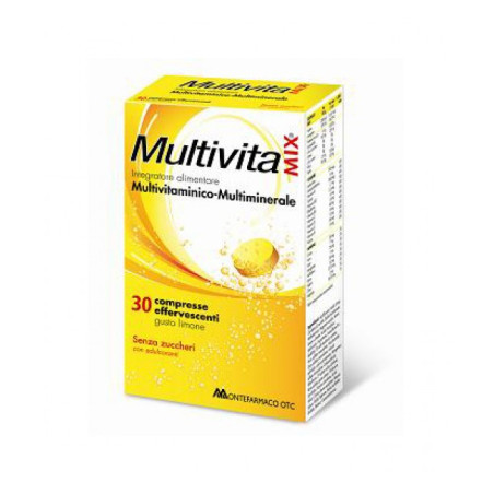 Confezione da 30 compresse effervescenti di Multivitamix multivitaminico e multiminerale