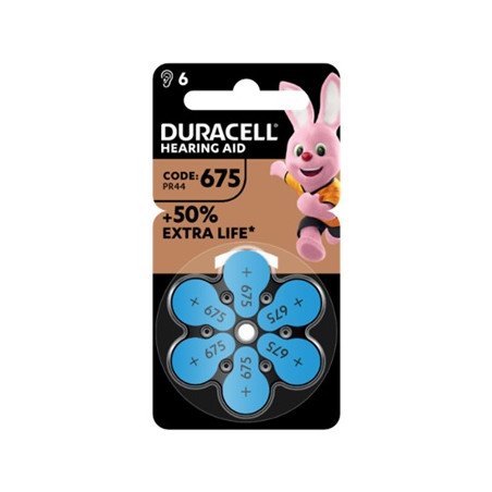 DURACELL EASY TAB 675 BLU BATTERIA PER APPARECCHIO ACUSTICO 6 PEZZI