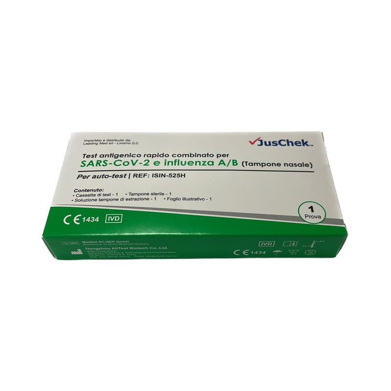 TEST ANTIGENICO RAPIDO COVID-19 ALLTEST AUTODIAGNOSTICO DETERMINAZIONE QUALITATIVA ANTIGENI SARS-COV-2 E INFLUENZA A+B IN TAMPON