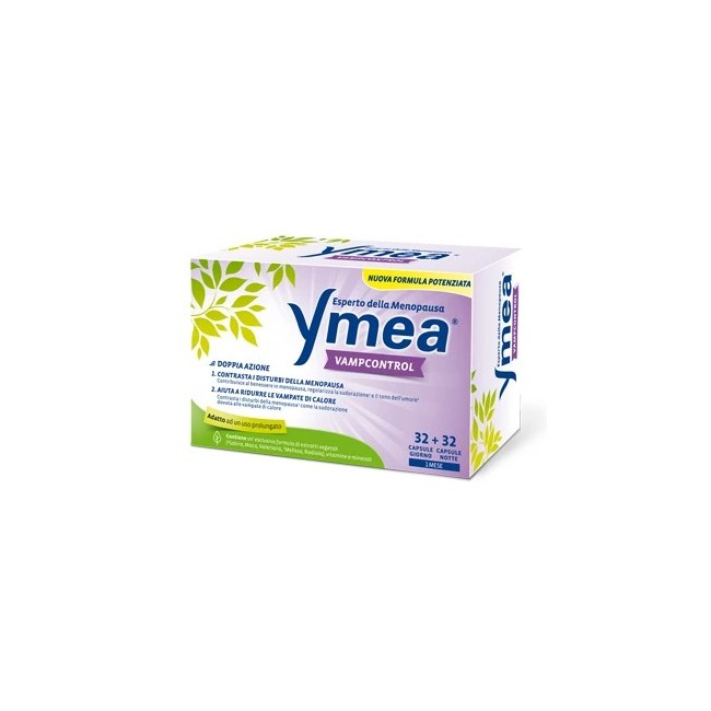 Confezione da 64 capsule di Ymea Vamp Control integratore per la menopausa e le vampate di calore