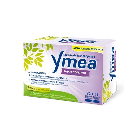 Confezione da 64 capsule di Ymea Vamp Control integratore per la menopausa e le vampate di calore