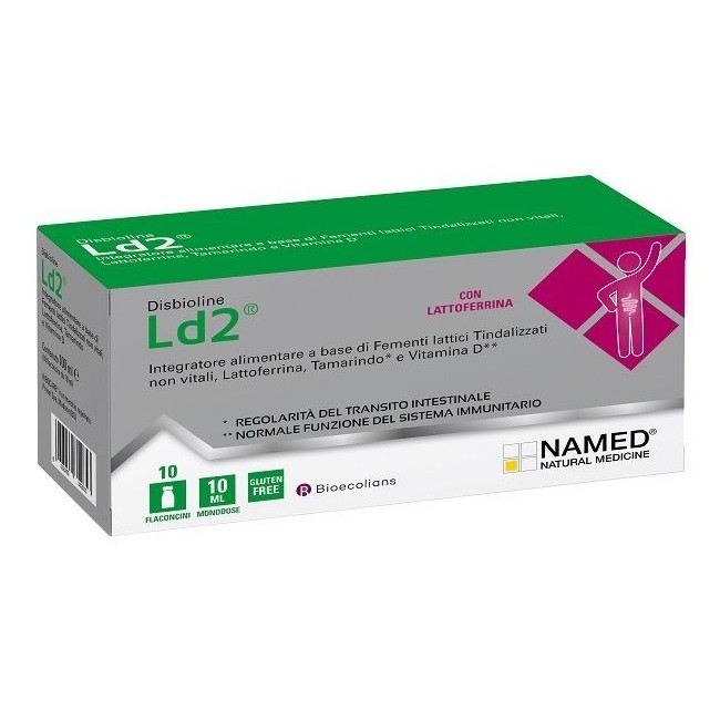 Confezione da 10 flaconcini di Named Disbioline LD2 integratore per benessere intestinale