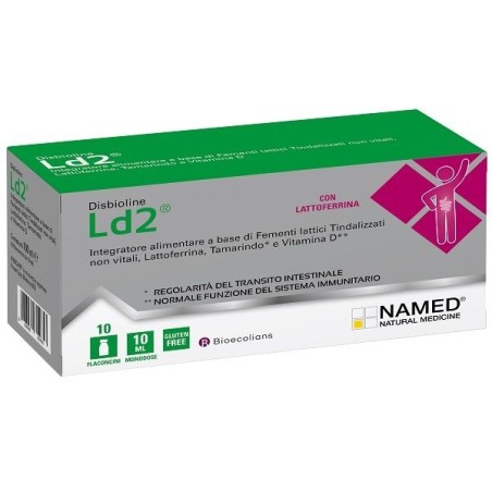 Confezione da 10 flaconcini di Named Disbioline LD2 integratore per benessere intestinale