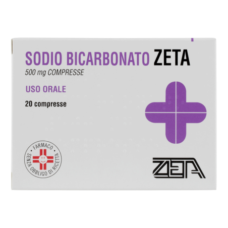 Zeta Sodio Bicarbonato Zeta 500mg Per Acidità Di Stomaco 20 Compresse